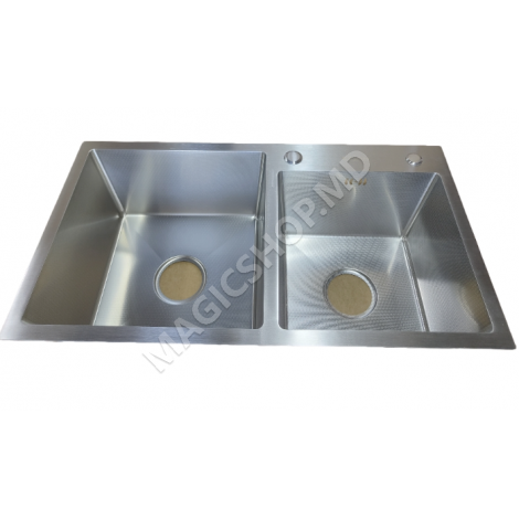 Мойка Backer Duo 750-41047 из нержавеющей стали + корзина, дозатор для мыла, сифон